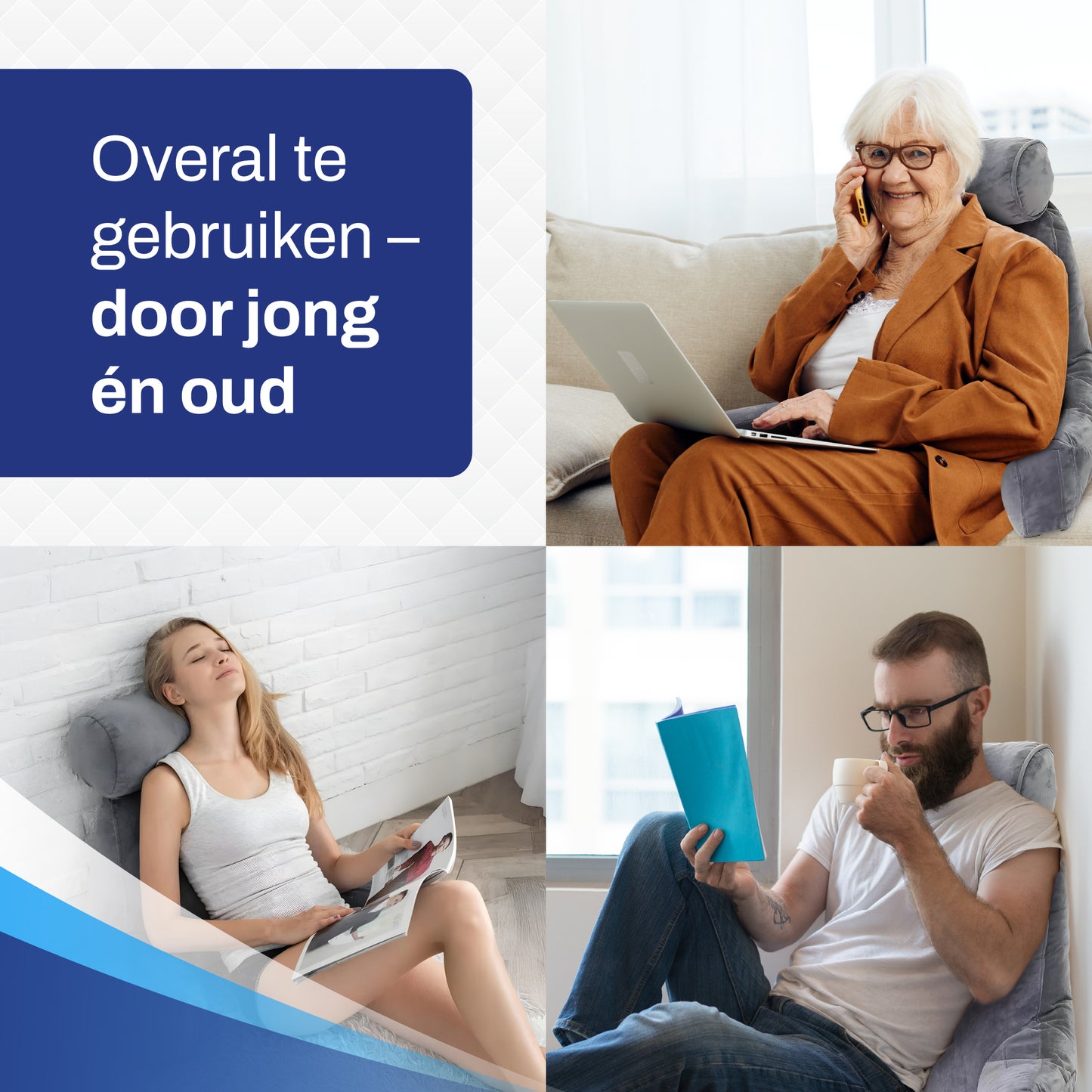 Ergo Leeskussen voor in Bed of op de Bank