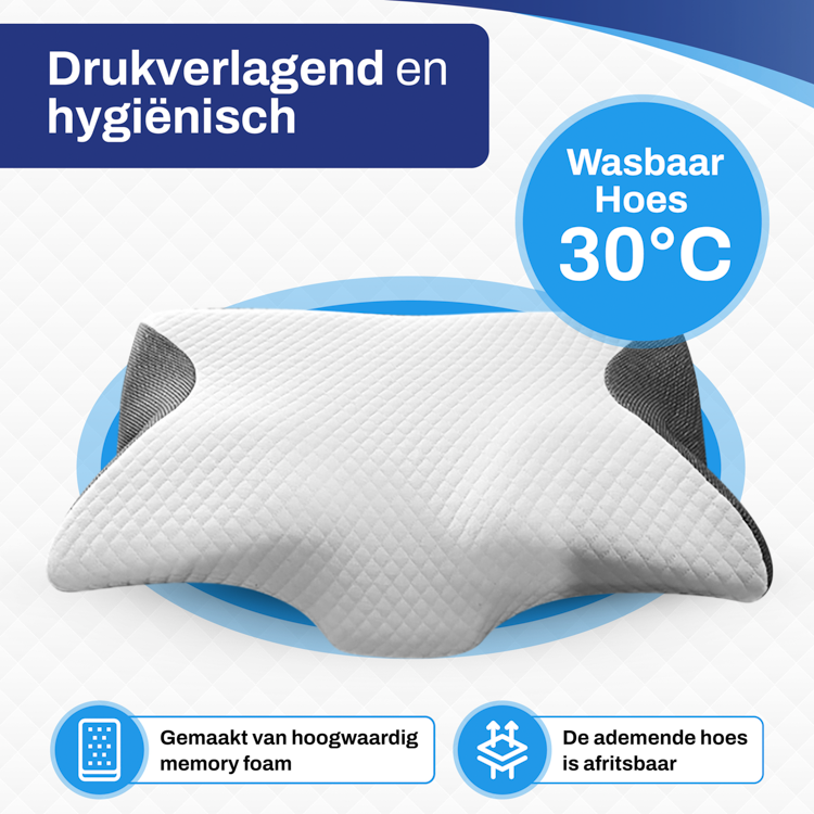 Ergonomisch_vlinderkussen_hoofdkussen_Traagschuim_nekklachten_Sleeptight_Ergokussens