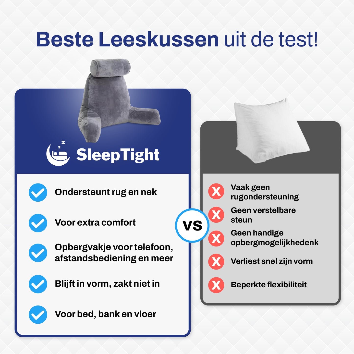 Ergo Leeskussen – Ergonomisch Rugkussen voor in Bed of op de Bank
