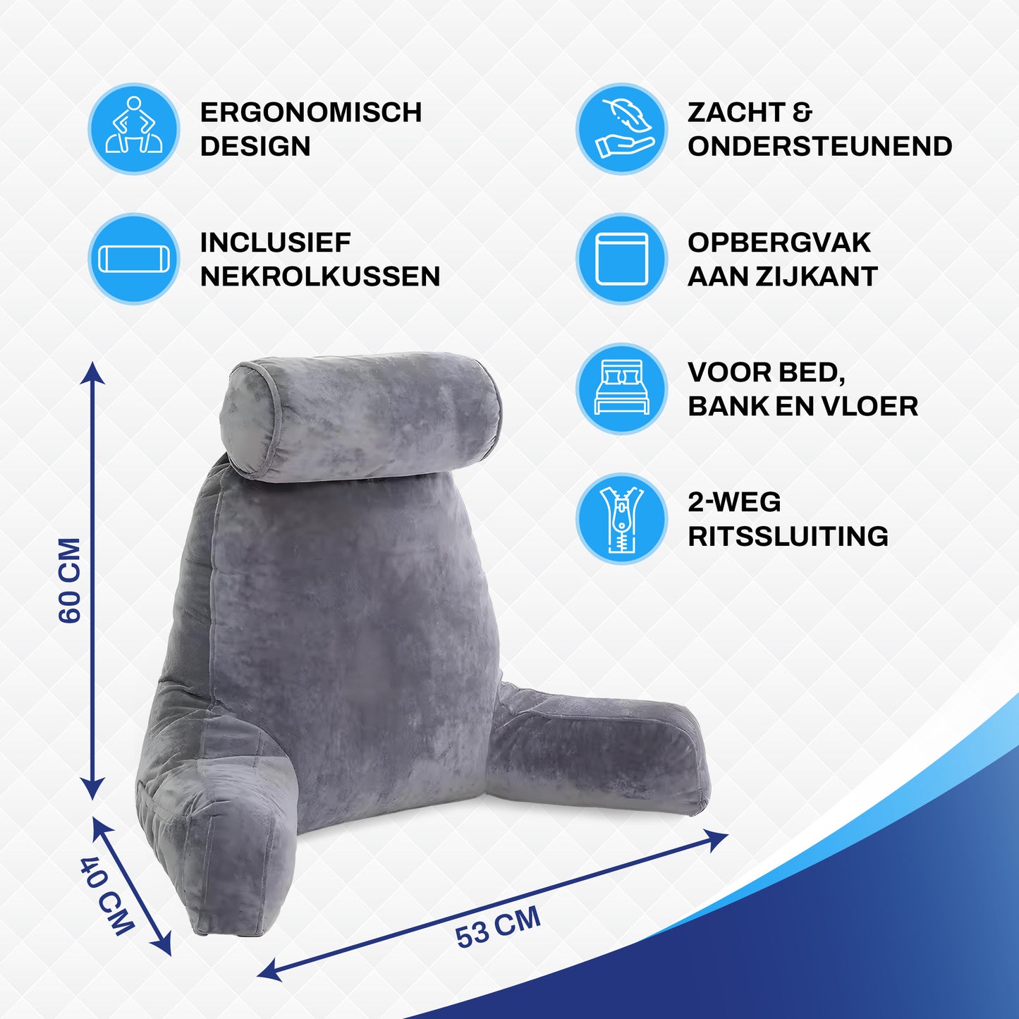 Ergo Leeskussen – Ergonomisch Rugkussen voor in Bed of op de Bank