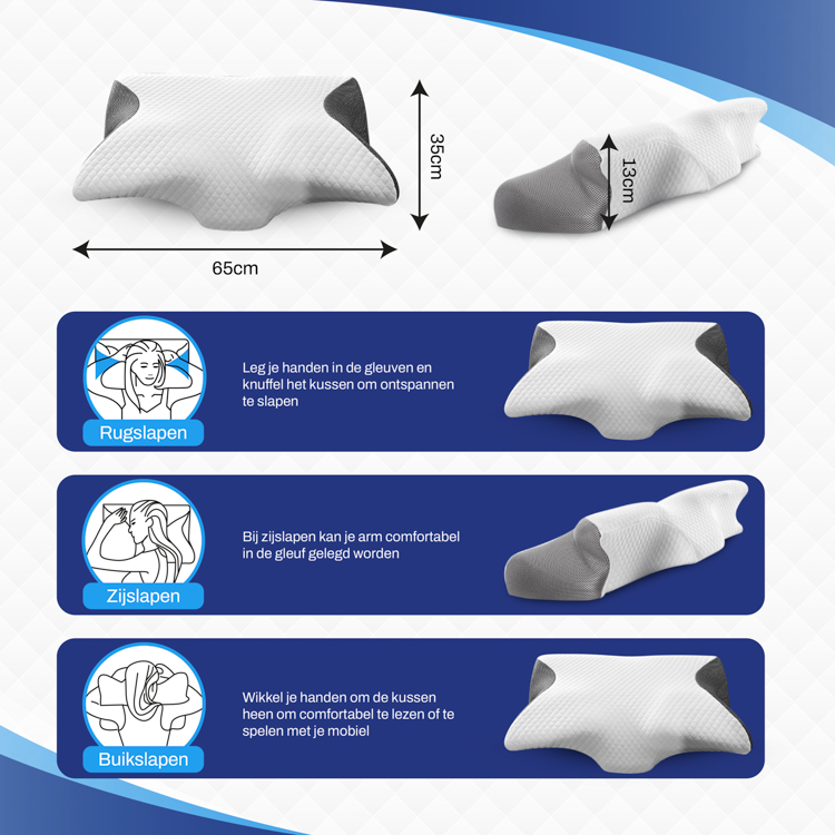 Ergonomisch_vlinderkussen_hoofdkussen_Traagschuim_nekklachten_Sleeptight_Ergokussens