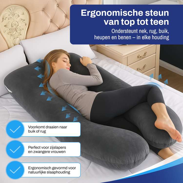 SIMARE Zwangerschapskussen Roze 160x70cm U-vorm SIMARE Zwangerschapskussen Roze 160x70cm U-vorm